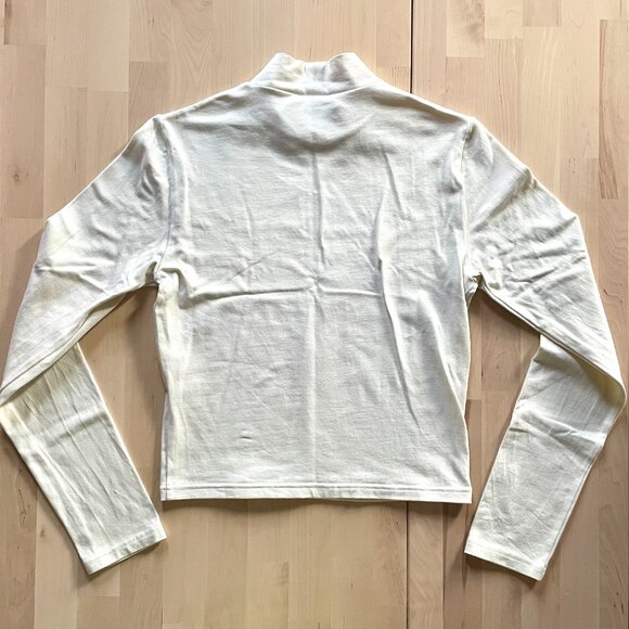 Teddy Fresh Women's Bear & Rainbow Cream Mock Neck Cropped Top Blouse size Small - Picture 3 of 5